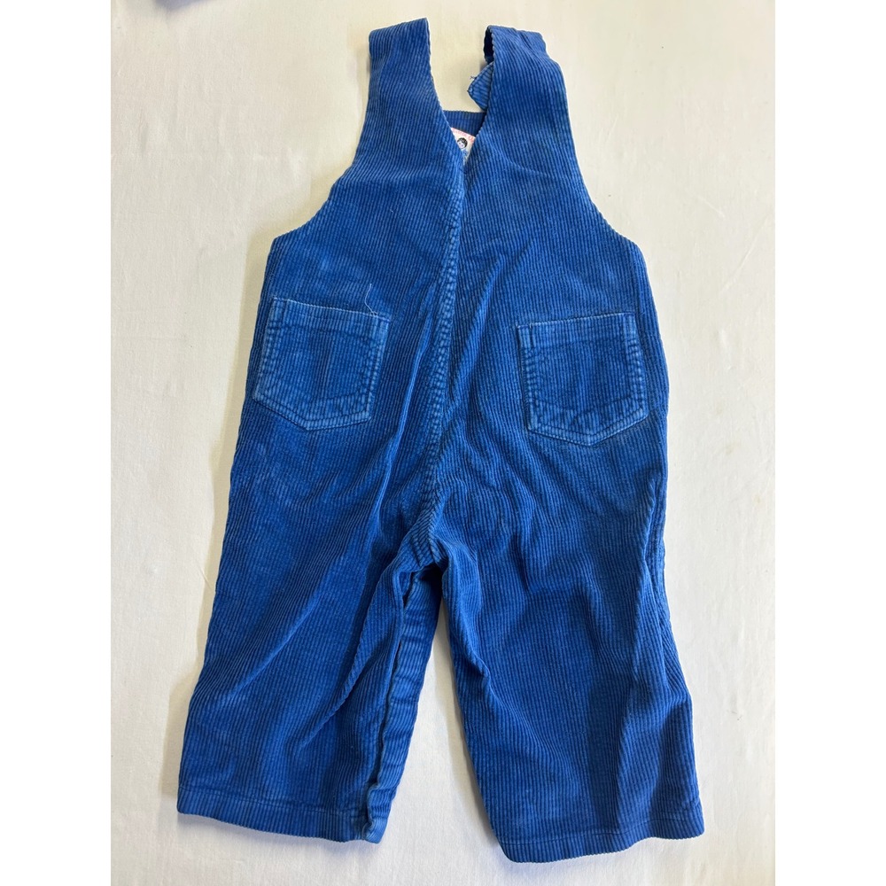 Vintage 1990s Little Ones Royal Blue Corduroy Overalls 12M Bib Pants Cotton - Picture 2 of 4
